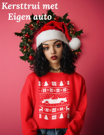 Ai generated mockup of a woman wearing a christmas hat and a sweatshirt m51719 12