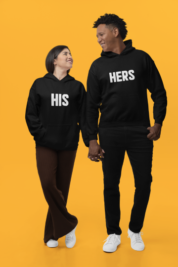 Gildan pullover hoodie mockup featuring an adorable couple holding hands m36318 3